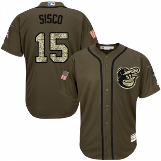 Youth Majestic Baltimore Orioles 15 Chance Sisco Authentic Green Salute to Service MLB Jersey