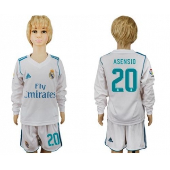 Real Madrid 20 Asensio Home Long Sleeves Kid Soccer Club Jersey