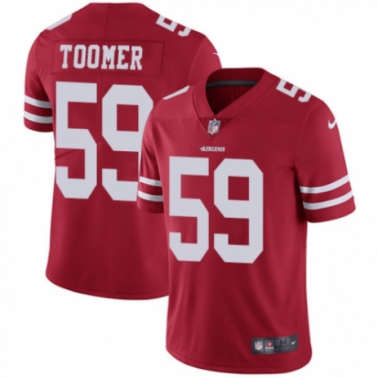 Youth Nike San Francisco 49ers 59 Korey Toomer Red Team Color Vapor Untouchable Elite Player NFL Jersey