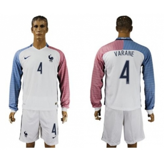 France 4 Varane Away Long Sleeves Soccer Country Jersey