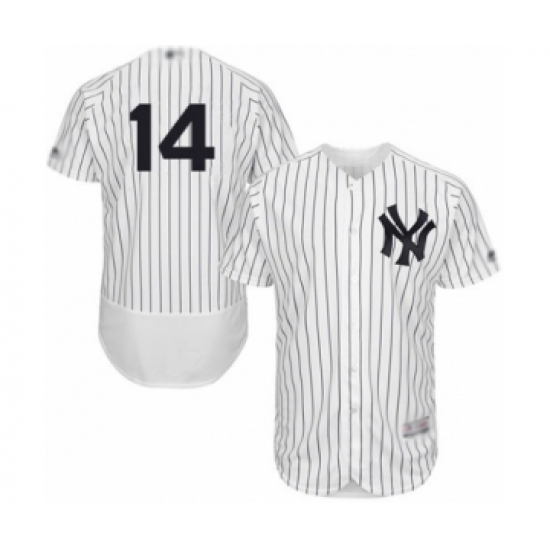 Men's New York Yankees 14 Tyler Wade White Home Flex Base Authentic Collection Baseball Player Jersey