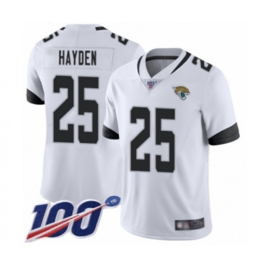 Men's Jacksonville Jaguars 25 D.J. Hayden White Vapor Untouchable Limited Player 100th Season Football Jersey