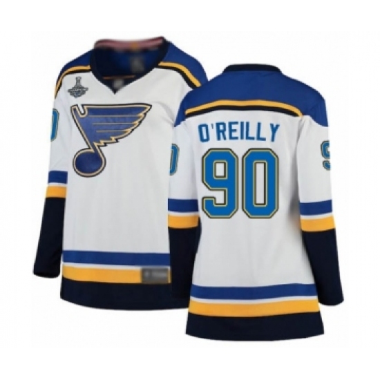 Women's St. Louis Blues 90 Ryan O'Reilly Fanatics Branded White Away Breakaway 2019 Stanley Cup Champions Hockey Jersey