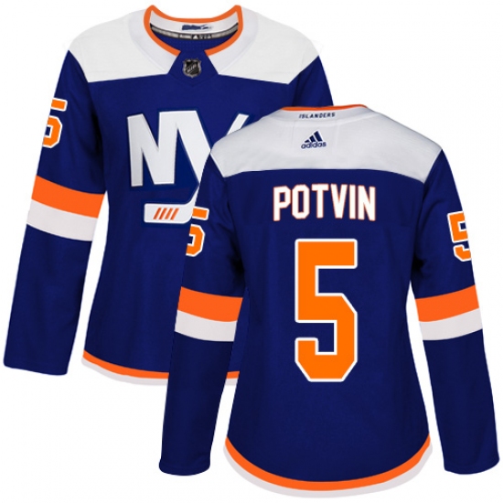 Women's Adidas New York Islanders 5 Denis Potvin Premier Blue Alternate NHL Jersey