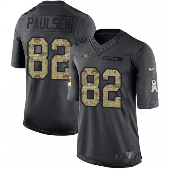Men's Nike San Francisco 49ers 82 Logan Paulsen Limited Black 2016 Salute to Service NFL Jersey