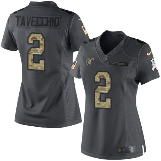 Women's Nike Oakland Raiders 2 Giorgio Tavecchio Limited Black 2016 Salute to Service NFL Jersey