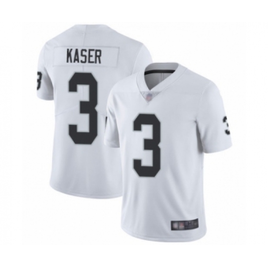 Men's Oakland Raiders 3 Drew Kaser White Vapor Untouchable Limited Player Football Jersey