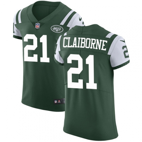 Men's Nike New York Jets 21 Morris Claiborne Elite Green Team Color NFL Jersey