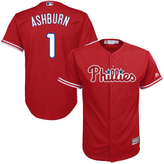 Men's Majestic Philadelphia Phillies 1 Richie Ashburn Replica Red Alternate Cool Base MLB Jersey