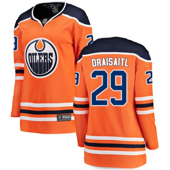 Women's Edmonton Oilers 29 Leon Draisaitl Fanatics Branded Orange Home Breakaway NHL Jersey