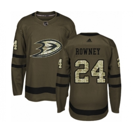Men's Adidas Anaheim Ducks 24 Carter Rowney Authentic Green Salute to Service NHL Jersey