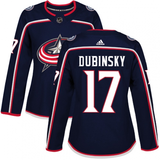 Women's Adidas Columbus Blue Jackets 17 Brandon Dubinsky Premier Navy Blue Home NHL Jersey