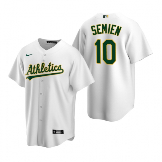 Men's Nike Oakland Athletics 10 Marcus Semien White Home Stitched Baseball Jersey