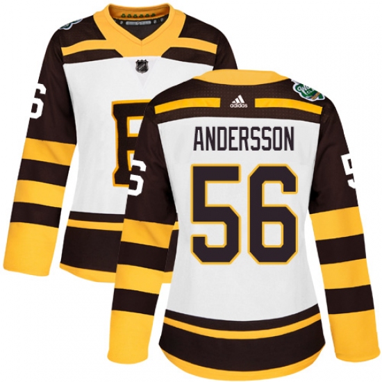 Women's Adidas Boston Bruins 56 Axel Andersson Authentic White 2019 Winter Classic NHL Jersey
