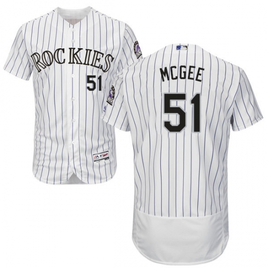 Men's Majestic Colorado Rockies 51 Jake McGee White Home Flex Base Authentic Collection MLB Jersey