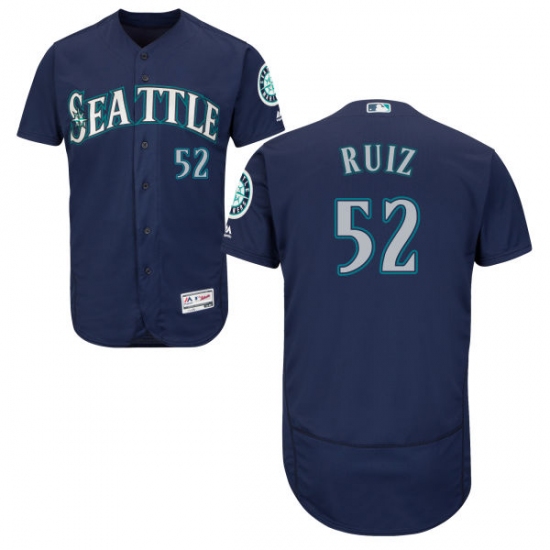 Men's Majestic Seattle Mariners 52 Carlos Ruiz Navy Blue Flexbase Authentic Collection MLB Jersey