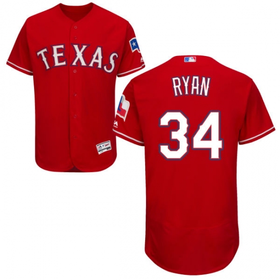 Men's Majestic Texas Rangers 34 Nolan Ryan Red Alternate Flex Base Authentic Collection MLB Jersey