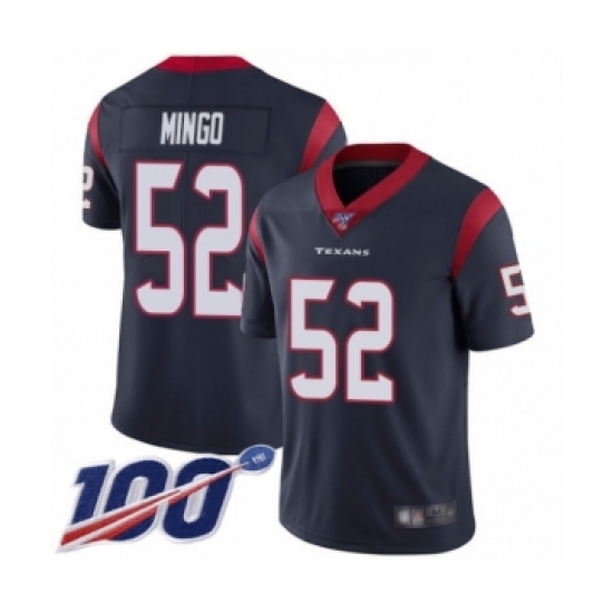 Men's Houston Texans 52 Barkevious Mingo Navy Blue Team Color Vapor Untouchable Limited Player 100th Season Football Jersey