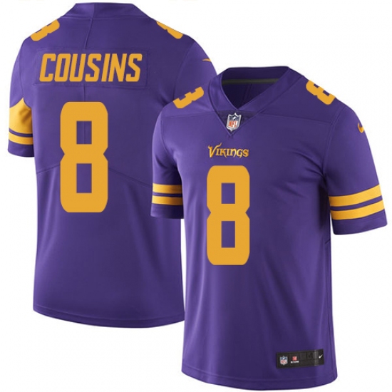 Youth Nike Minnesota Vikings 8 Kirk Cousins Limited Purple Rush Vapor Untouchable NFL Jersey