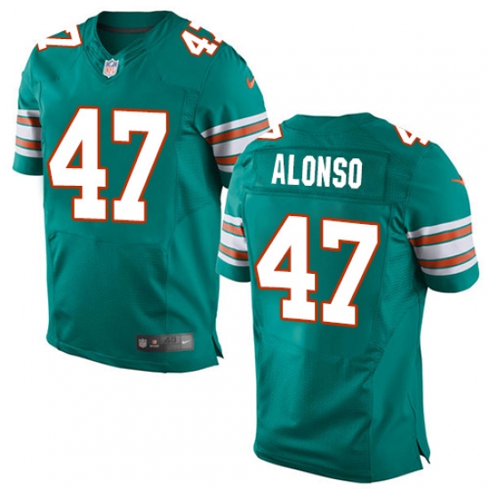 Men's Nike Miami Dolphins 47 Kiko Alonso Elite Aqua Green Alternate NFL Jersey