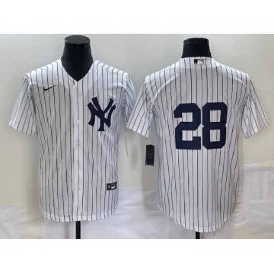 Men's New York Yankees 28 Josh Donaldson No Name White Cool Base Stitched Baseball Jersey