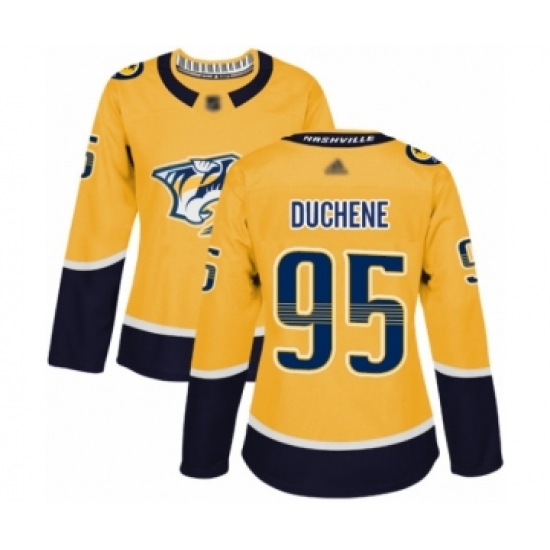 Women's Nashville Predators 95 Matt Duchene Authentic Gold Home Hockey Jersey