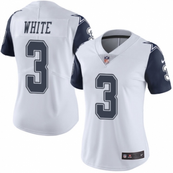 Women's Nike Dallas Cowboys 3 Mike White Limited White Rush Vapor Untouchable NFL Jersey