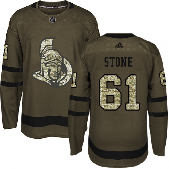 Men's Adidas Ottawa Senators 61 Mark Stone Authentic Green Salute to Service NHL Jersey