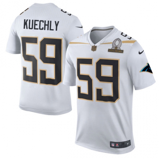 Men's Nike Carolina Panthers 59 Luke Kuechly Elite White Team Rice 2016 Pro Bowl NFL Jersey