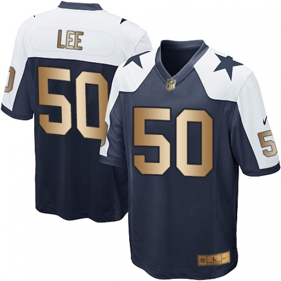 Youth Nike Dallas Cowboys 50 Sean Lee Elite Navy/Gold Throwback Alternate NFL Jersey