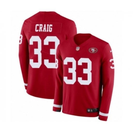 Youth Nike San Francisco 49ers 33 Roger Craig Limited Red Therma Long Sleeve NFL Jersey