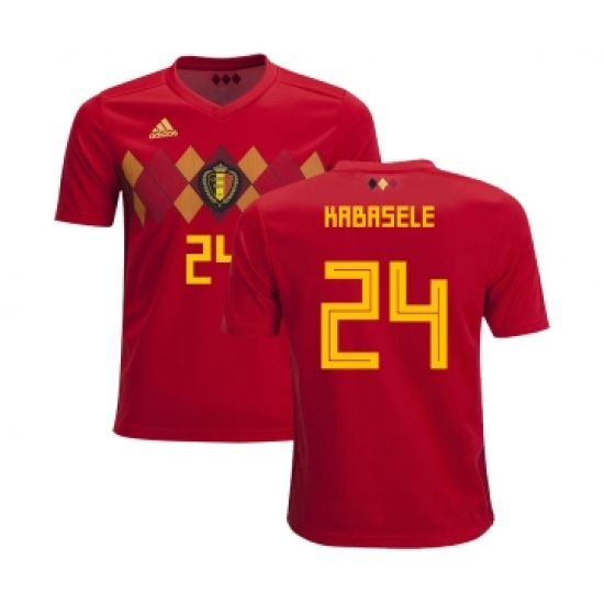 Belgium 24 Kabasele Home Kid Soccer Country Jersey