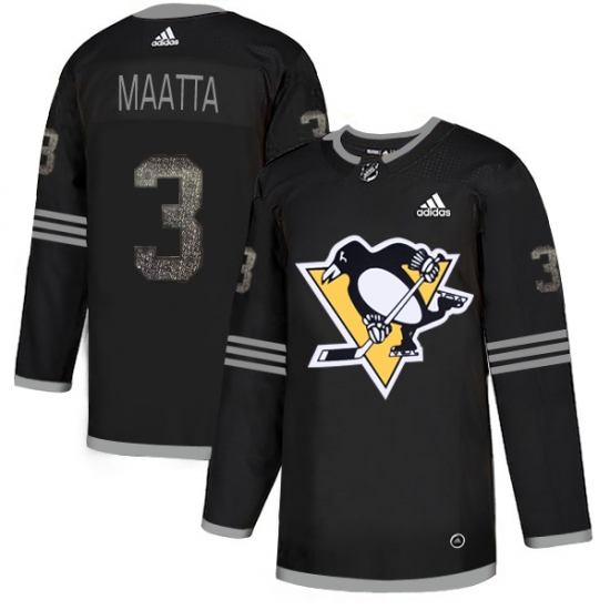 Men's Adidas Pittsburgh Penguins 3 Olli Maatta Black Authentic Classic Stitched NHL Jersey