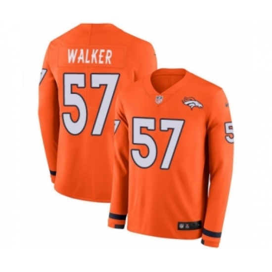 Youth Nike Denver Broncos 57 Demarcus Walker Limited Orange Therma Long Sleeve NFL Jersey