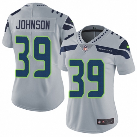 Women's Nike Seattle Seahawks 39 Dontae Johnson Grey Alternate Vapor Untouchable Elite Player NFL Jersey