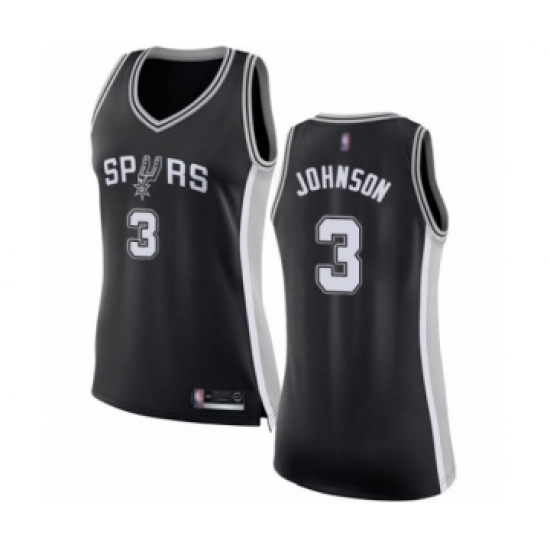 Women's San Antonio Spurs 3 Keldon Johnson Swingman Black Basketball Jersey - Icon Edition