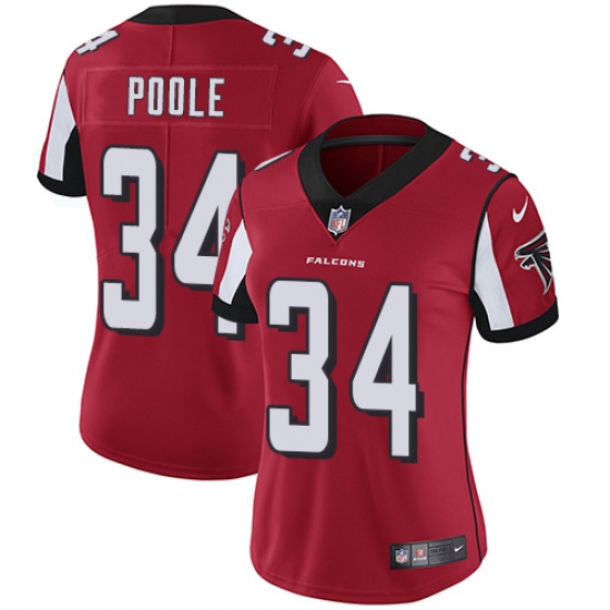 Women's Nike Atlanta Falcons 34 Brian Poole Red Team Color Vapor Untouchable Limited Player NFL Jersey