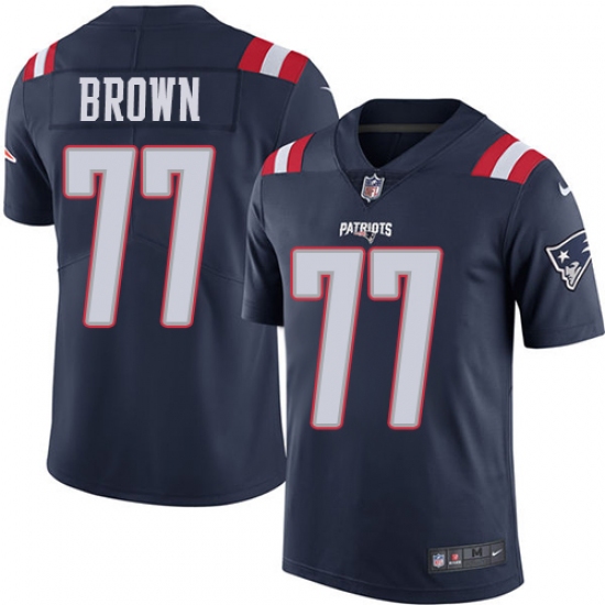 Youth Nike New England Patriots 77 Trent Brown Limited Navy Blue Rush Vapor Untouchable NFL Jersey