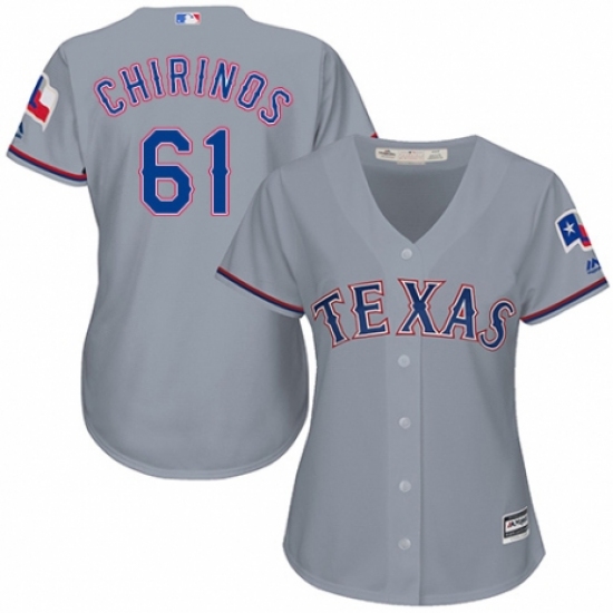 Women's Majestic Texas Rangers 61 Robinson Chirinos Replica Grey Road Cool Base MLB Jersey