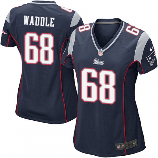 Women's Nike New England Patriots 68 LaAdrian Waddle Game Navy Blue Team Color NFL Jersey