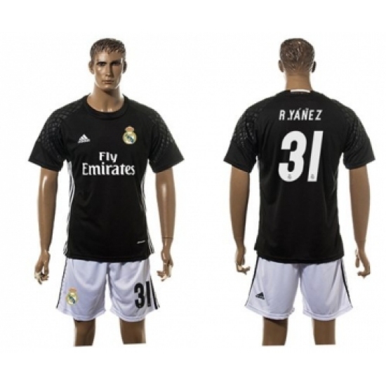 Real Madrid 31 R.Yanez Black Goalkeeper Soccer Club Jersey