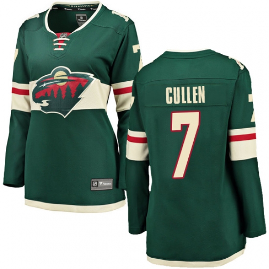 Women's Minnesota Wild 7 Matt Cullen Authentic Green Home Fanatics Branded Breakaway NHL Jersey