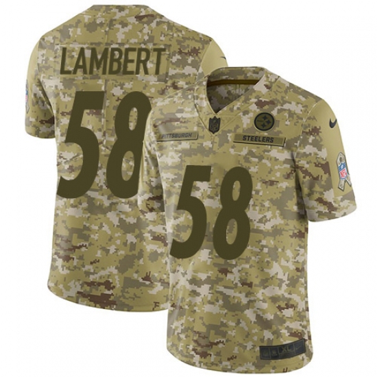 Men's Nike Pittsburgh Steelers 58 Jack Lambert Limited Camo 2018 Salute to Service NFL Jersey