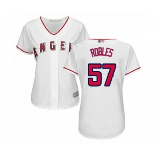 Women's Los Angeles Angels of Anaheim 57 Hansel Robles Authentic White Home Cool Base Baseball Player Jersey