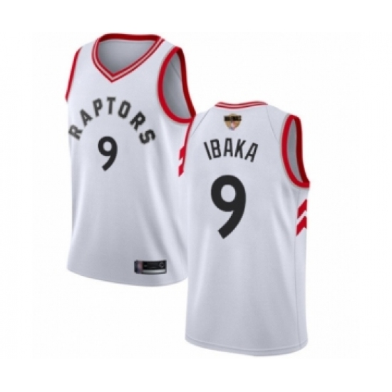 Youth Toronto Raptors 9 Serge Ibaka Swingman White 2019 Basketball Finals Bound Jersey - Association Edition