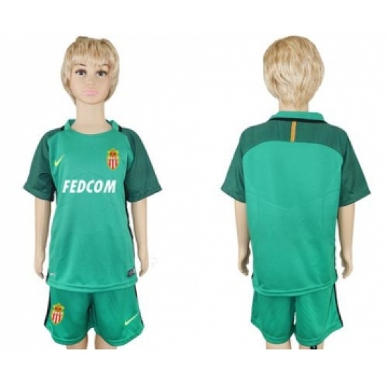 Monaco Blank Green Goalkeeper Kid Soccer Club Jersey