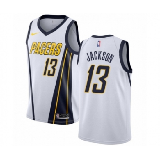 Men's Nike Indiana Pacers 13 Mark Jackson White Swingman Jersey - Earned Edition