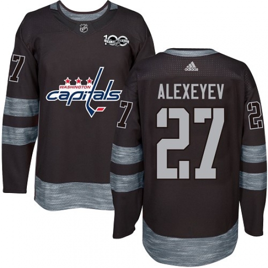 Men's Adidas Washington Capitals 27 Alexander Alexeyev Authentic Black 1917-2017 100th Anniversary NHL Jersey