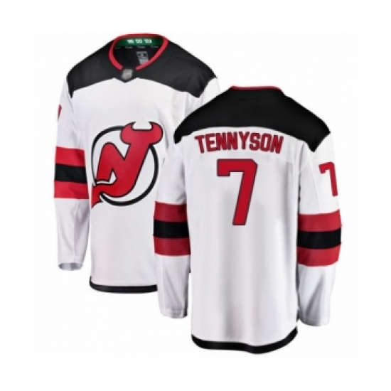 Men's New Jersey Devils 7 Matt Tennyson Fanatics Branded White Away Breakaway Hockey Jersey