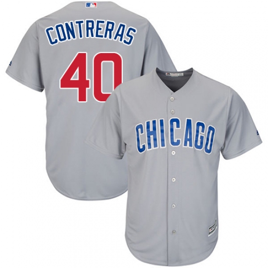 Youth Majestic Chicago Cubs 40 Willson Contreras Authentic Grey Road Cool Base MLB Jersey